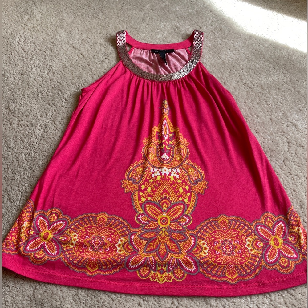 Euc Inc Pink With Pattern And Sequence Sleeveless… - image 6